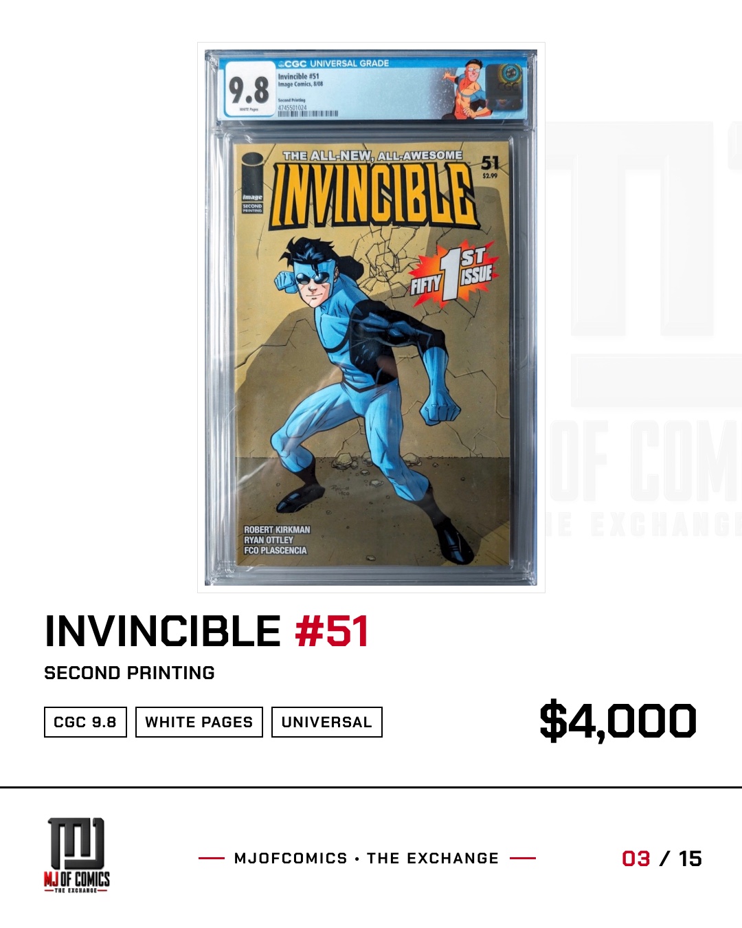Invincible #51, CGC 9.8, second printing