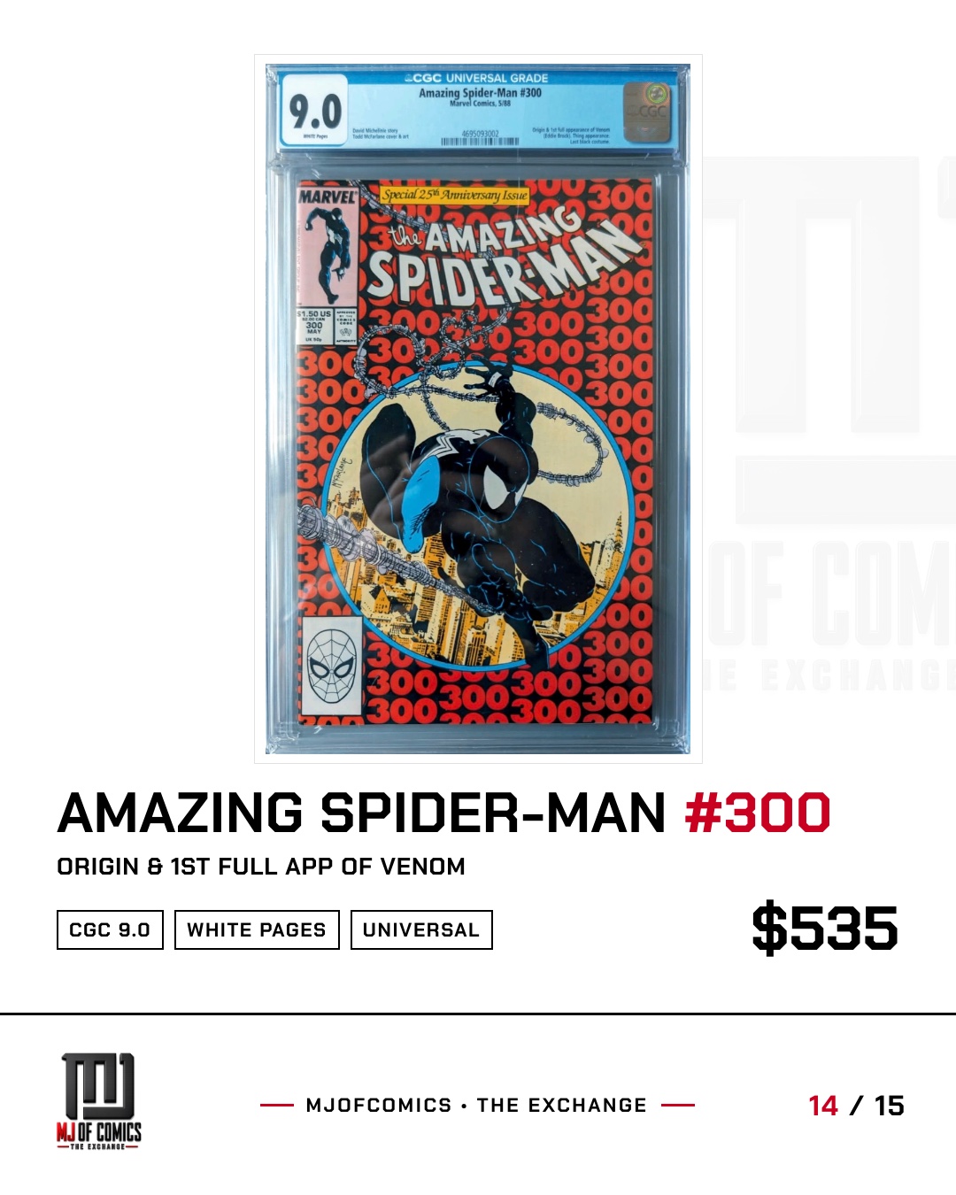 Amazing Spider-Man #300, CGC 9.0, 1st full Venom