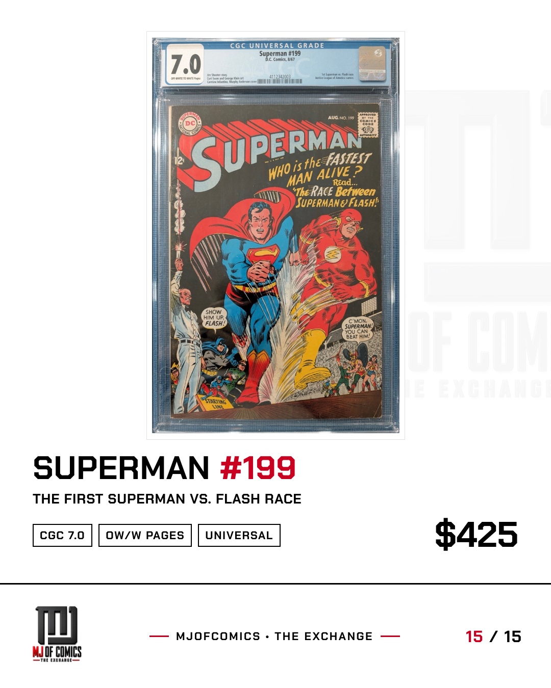 Superman #199, CGC 7.0, first Superman vs Flash race
